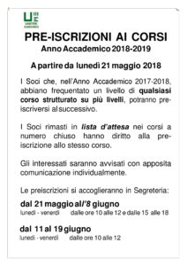 Pre-iscizioni A.A. 2018-2019