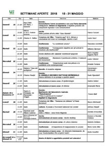 Settimane aperte Maggio 2018